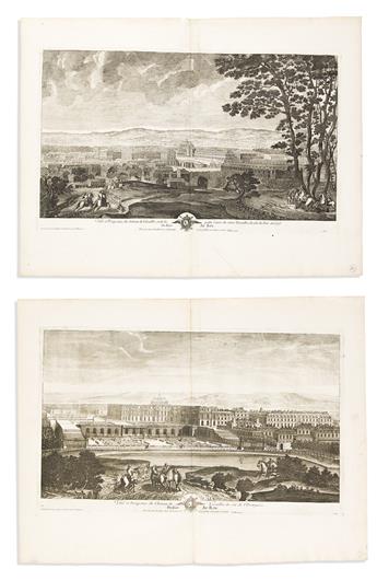 (VERSAILLES.) Pierre Menant. Group of 6 fine double-page engraved views of the chateaus and gardens of Louis XIV.